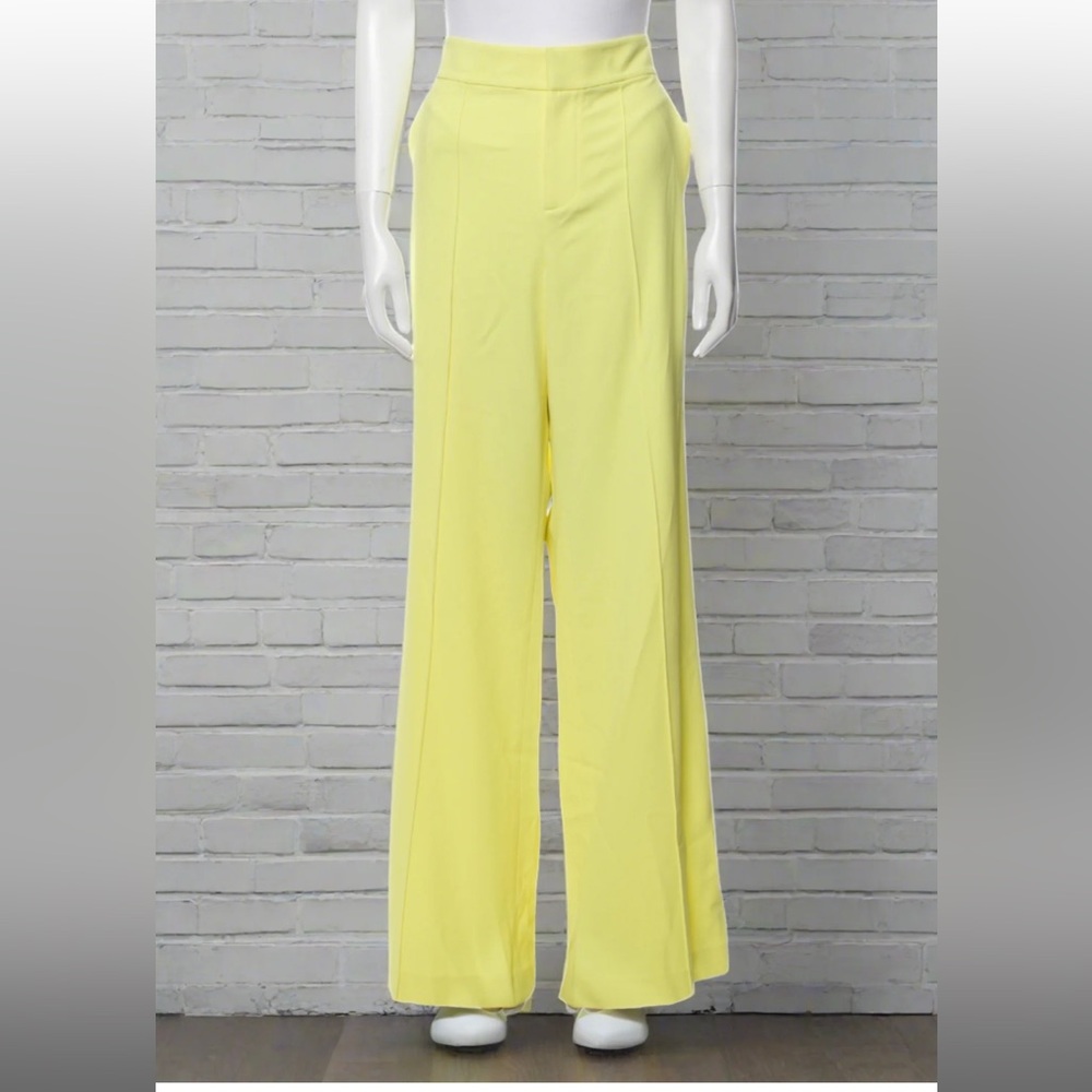 Alice + Olivia 'Deanna' High-Waisted Pants in Lemon Sorbet
